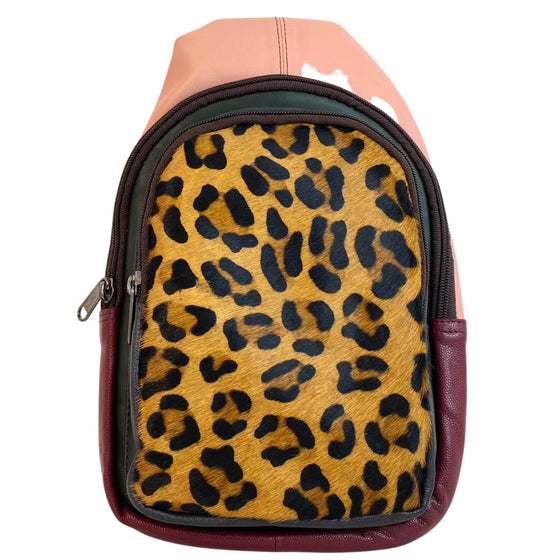 Soruka Chloe Leather Body Bag - Leopard Green Pink