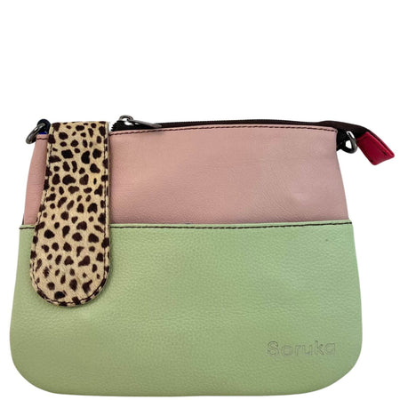 Soruka Fatima Leather Crossbody Bag - Pink Mint