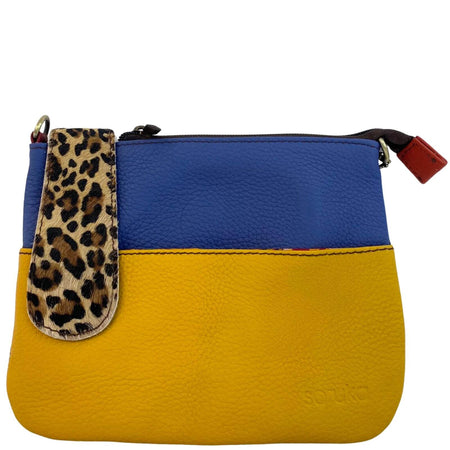 Soruka Fatima Leather Crossbody Bag - Blue Yellow