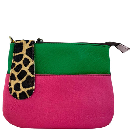 Soruka Fatima Leather Crossbody Bag - Green Pink