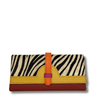 Multicolored wallet with zebra pattern on a white background