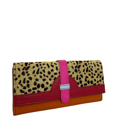 Soruka Half Moon Leather Purse - Cheetah Red Orange