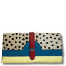 Soruka Half Moon Leather Purse - White Dotty Blue