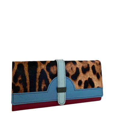 Soruka Half Moon Leather Purse - Leopard Blue Red