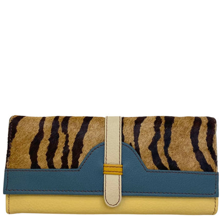 Soruka Half Moon Leather Purse - Zebra Blue Lemon