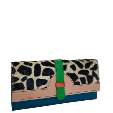 Soruka Half Moon Leather Purse - Giraffe Nude Blue