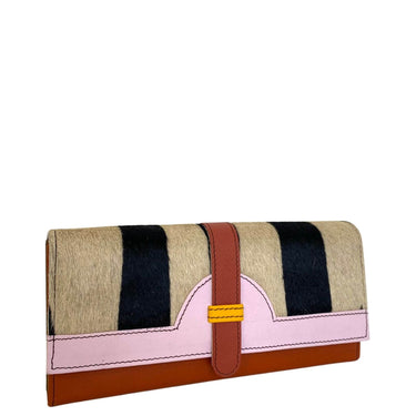 Soruka Half Moon Leather Purse - Stripe Pink Orange