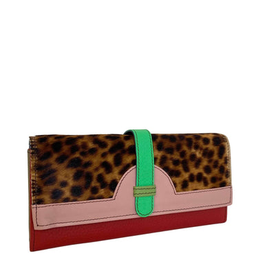 Soruka Half Moon Leather Purse - Cheetah Pink Red