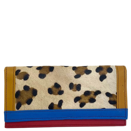 Soruka Island Leather Purse - Leopard Cobalt Blue