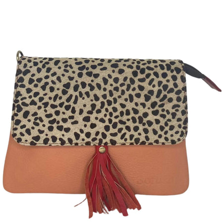 Soruka Lily Leather Flap Over Small Crossbody Bag - Giraffe Peach