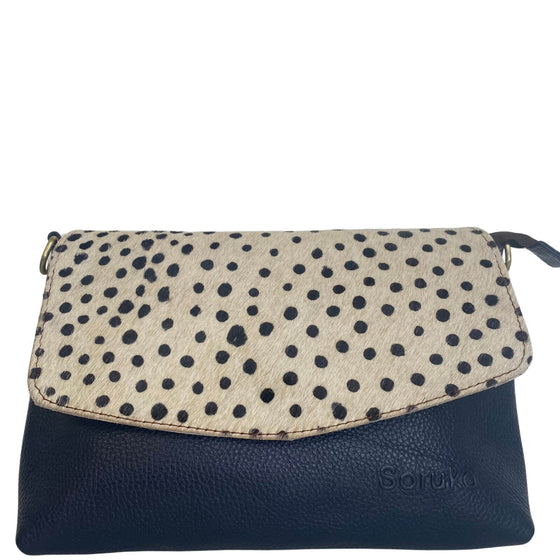 soruka-lissandra-leather-flap-over-bag-navy-white-dot