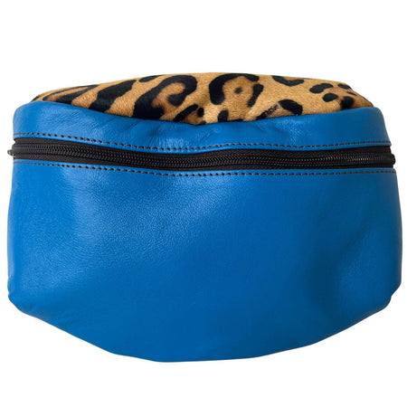 Soruka Marley Leather Belt Bag - Bright Blue/Leopard