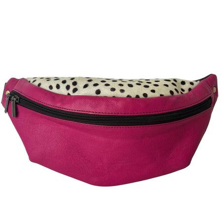 Soruka Marley Leather Belt Bag - Fuchsia Pink/Dot