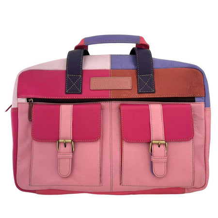 Soruka Mary Leather Briefcase - Pink/Lilac Mix