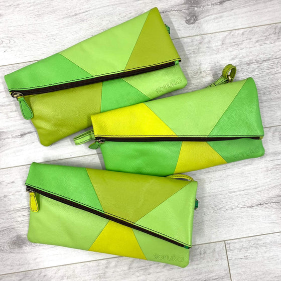 Soruka Mila Leather Clutch Bag - Green Tones