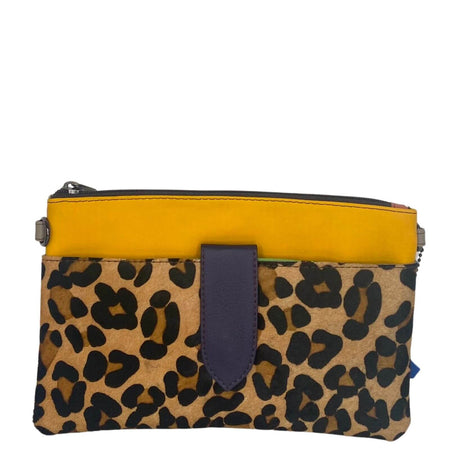 Soruka Nikki Leather Wristlet Bag - Mustard Leopard