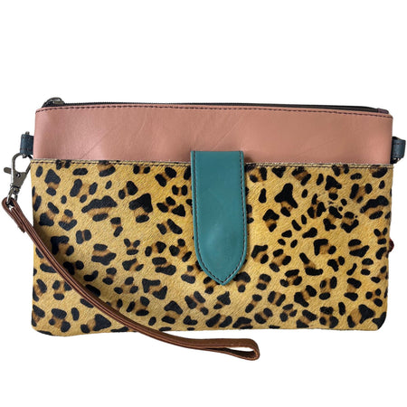 Soruka Nikki Leather Wristlet Bag - Nude Leopard