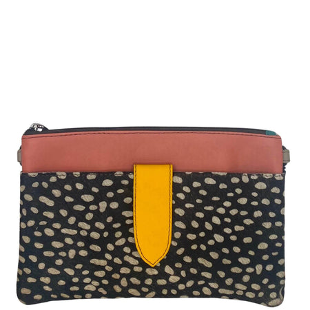 Soruka Nikki Leather Wristlet Bag - Peach Dalmatian