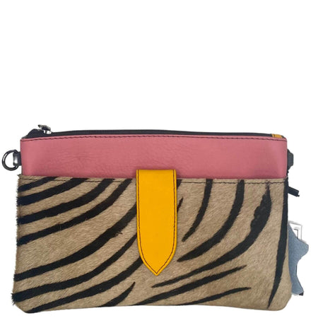 Soruka Nikki Leather Wristlet Bag - Pink Zebra