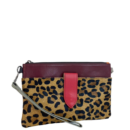 Soruka Nikki Leather Wristlet Bag - Brown Leopard