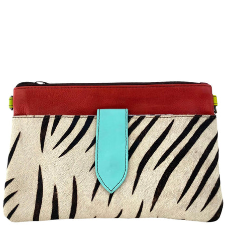 Soruka Nikki Leather Wristlet Bag - Red Zebra