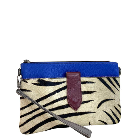 Soruka Nikki Leather Wristlet Bag - Blue Zebra