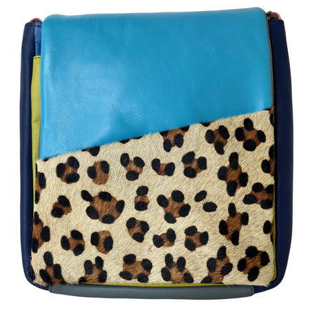 Soruka Sarah Leather CrossBody Bag - Blue/Leopard