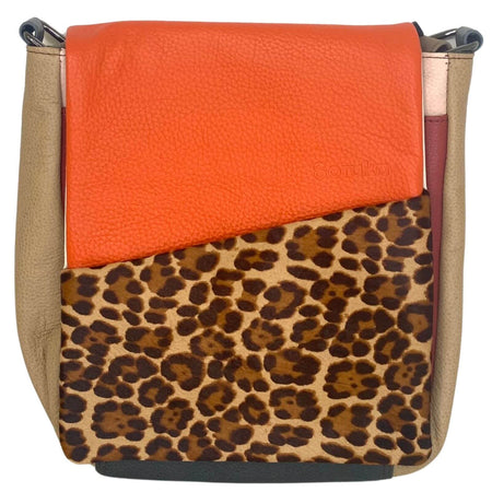 Soruka Sarah Leather CrossBody Bag - Orange Leopard