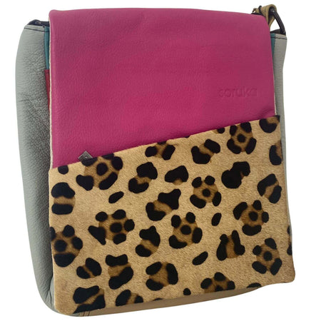 Soruka Sarah Leather CrossBody Bag - Pink Leopard