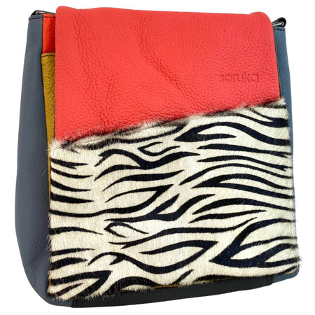 Soruka Sarah Leather CrossBody Bag - Coral Zebra