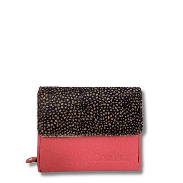 Soruka Small Leather Purse - Black Dotty Coral