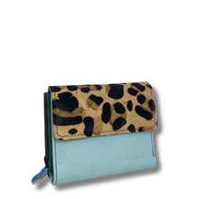 Soruka Small Leather Purse - Light Leopard Pale Blue