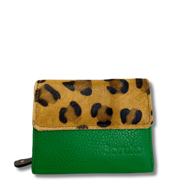 Soruka Small Leather Purse - Leopard Green