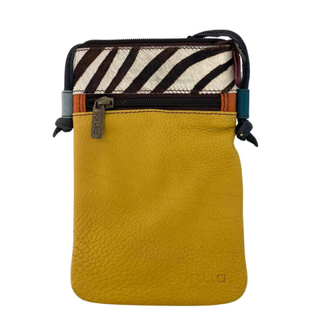 Soruka Lua Leather Crossbody Bag - Mustard Zebra