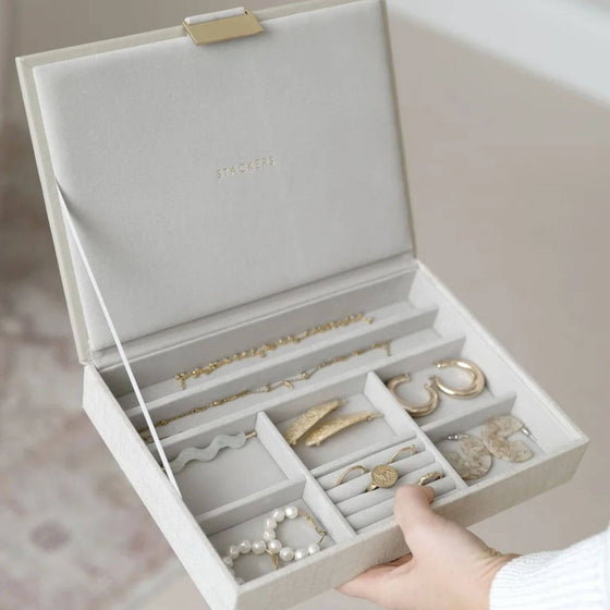 Stackers Classic Jewellery Box (Lid) - Linen Oatmeal