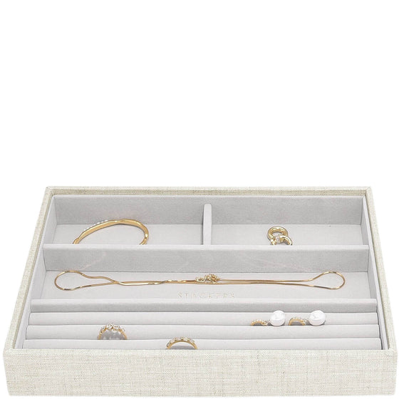 Stackers Classic Jewellery Box (Ring & Bracelet Layer) - Linen Oatmeal