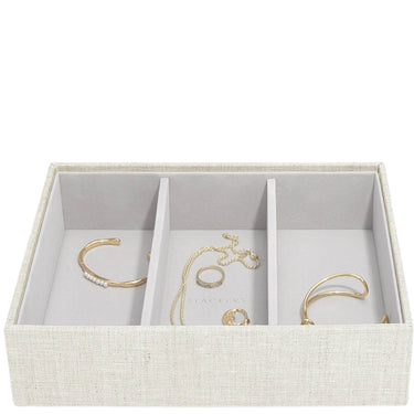 Stackers Classic Jewellery Box (Watch & Accessory Layer) - Linen Oatmeal