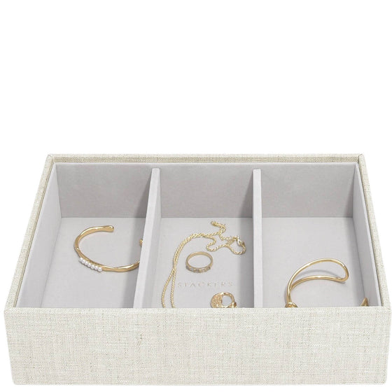 Stackers Classic Jewellery Box (Watch & Accessory Layer) - Linen Oatmeal