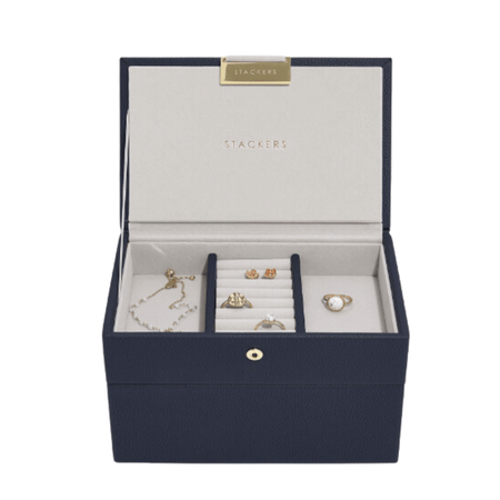 Stackers Mini Jewellery Box (Set) - Pebble Navy