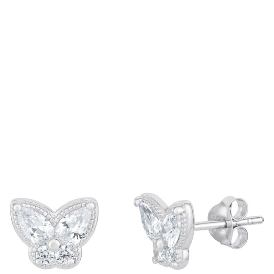 Sterling Silver Girls Butterfly Stud Earrings