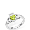 Sterling Silver Claddagh Birthstone Rings - August