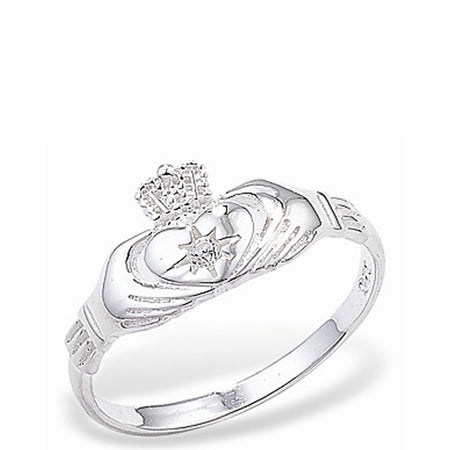 Sterling Silver Claddagh CZ Heart Ring