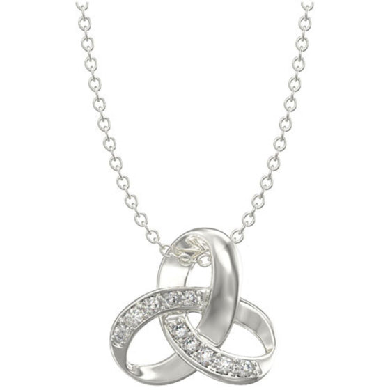 Sterling Silver Crystal Knot Pendant & Chain Necklace