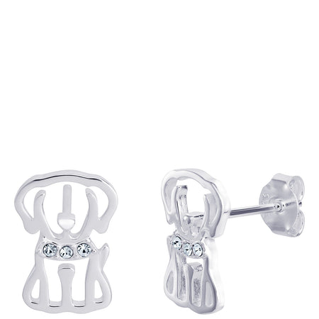 Sterling Silver Girls Puppy Stud Earrings