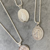 Sterling Silver Simple Miraculous Medal & Twist Rope Chain Necklace