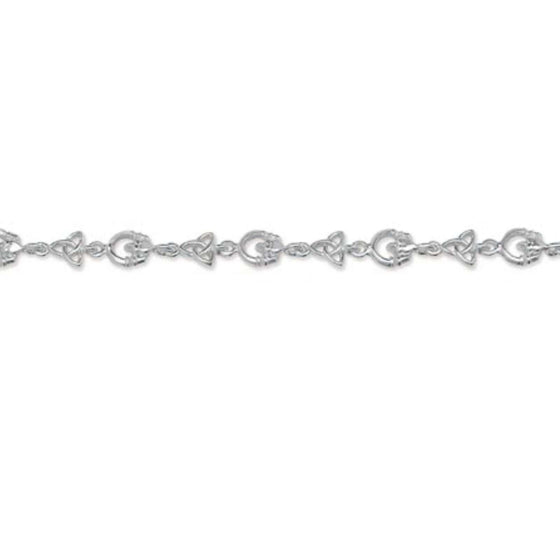 Sterling Silver Trinity & Claddagh Bracelet