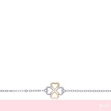 girls heart clover pendant silver bracelet