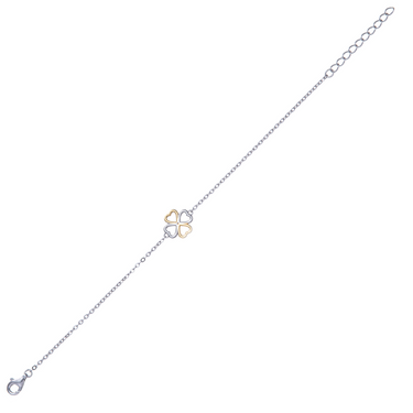 girls heart clover pendant silver necklace
