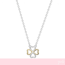 girls heart clover pendant silver necklace