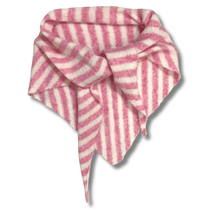 Pink & White Stripe Knit Triangle Neck Scarf